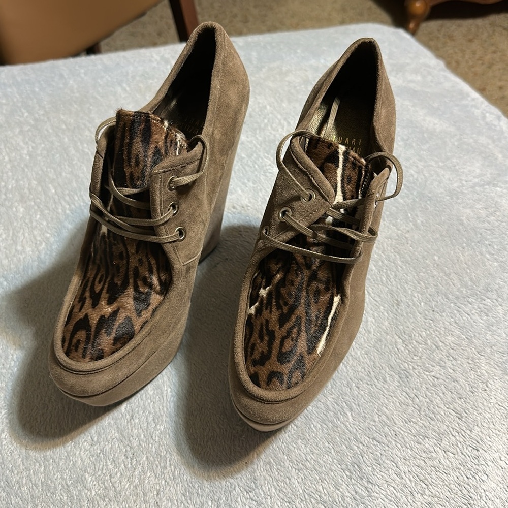 Stuart Weitzman Brown Wedges chunky Shoes - Picture 6 of 14